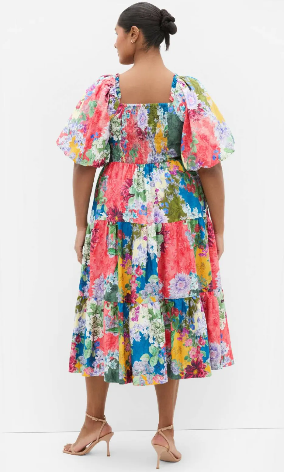 Fantasy Berry Floral Print V Neck Dress - sage