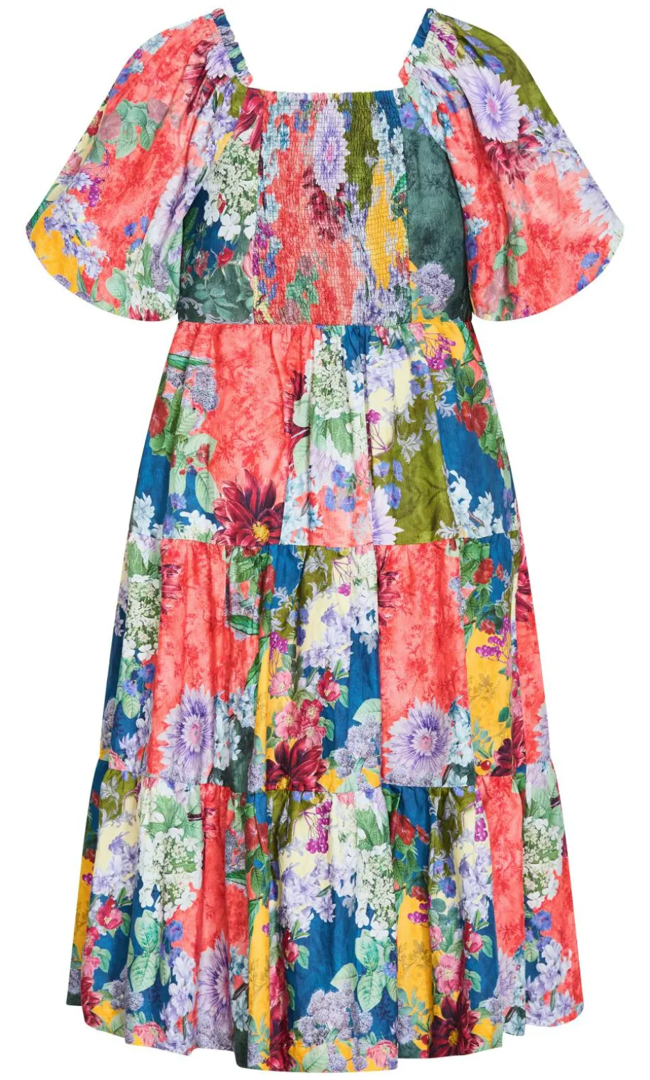 Fantasy Berry Floral Print V Neck Dress - sage