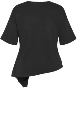 Fashion Drape Detail Tee - black