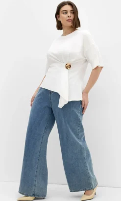 Fashion Drape Detail Tee - ivory