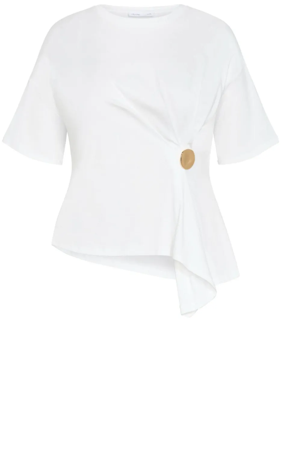 Fashion Drape Detail Tee - ivory