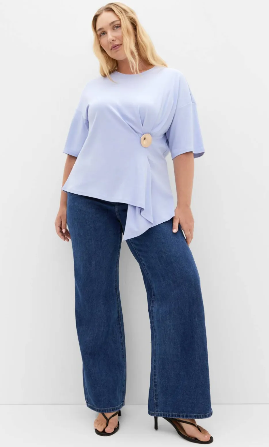 Fashion Drape Detail Tee - sky blue