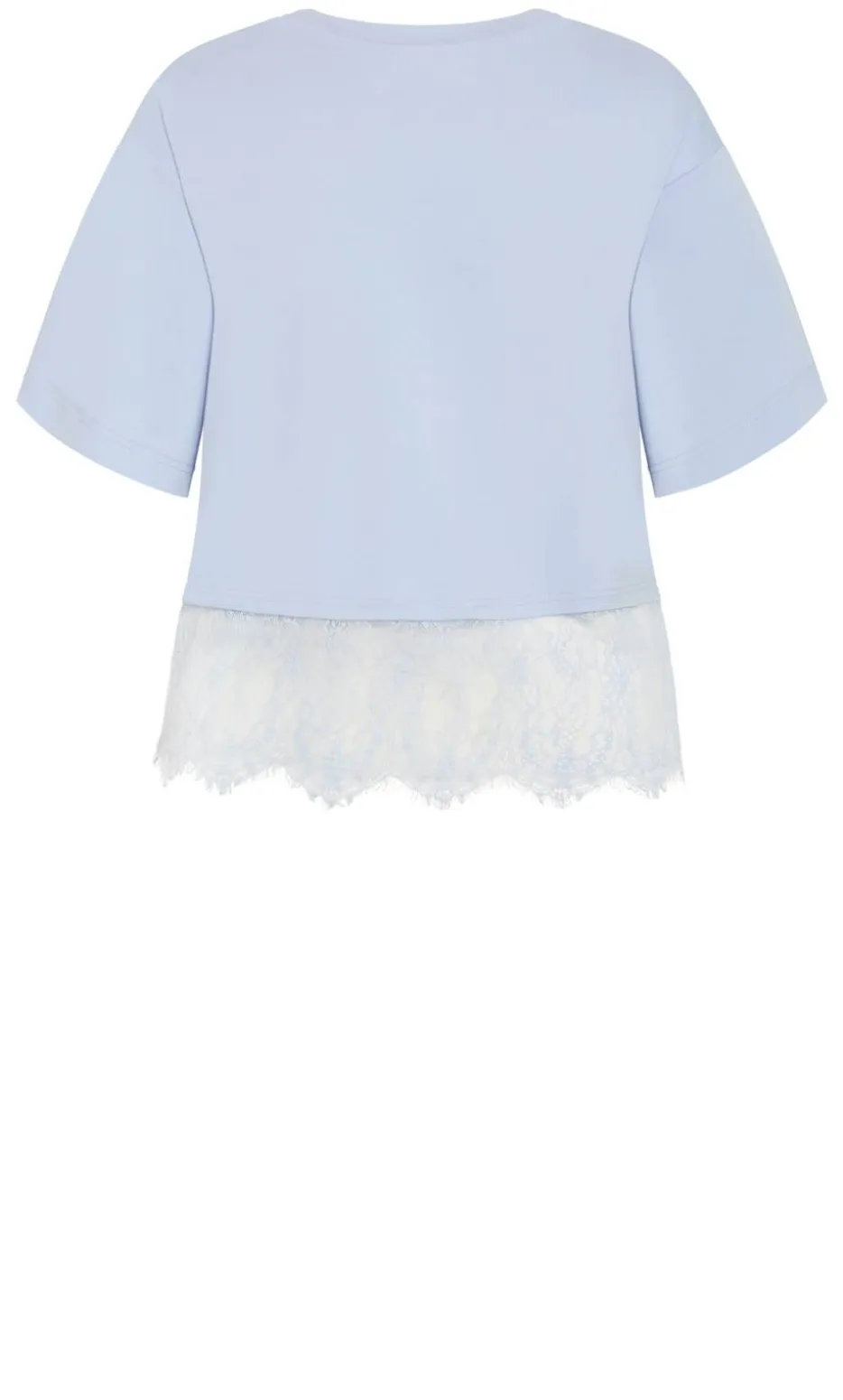 Fashion Lace Hem Tee - sky blue