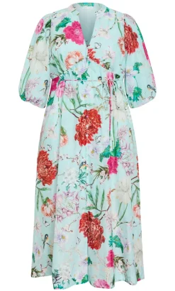 Flora Print Cotton Maxi Dress - mint