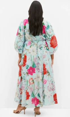 Flora Print Cotton Maxi Dress - mint