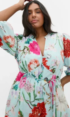 Flora Print Cotton Maxi Dress - mint