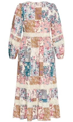 Florence Print Midi Dress - pastel pink