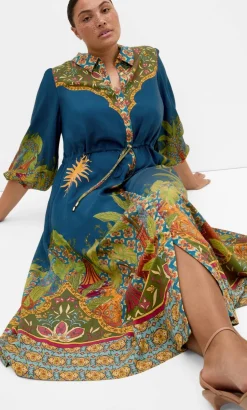 Fools Paradise Print Maxi Dress - alpine navy