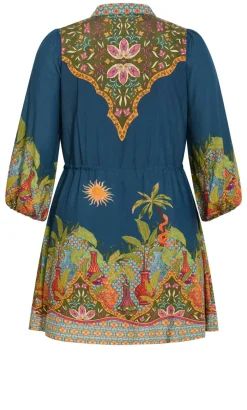 Fools Paradise Print Mini Dress - alpine navy