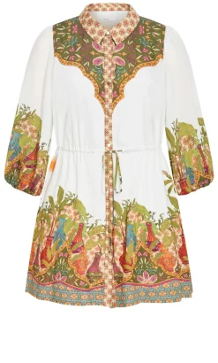 Fools Paradise Print Mini Dress - ivory
