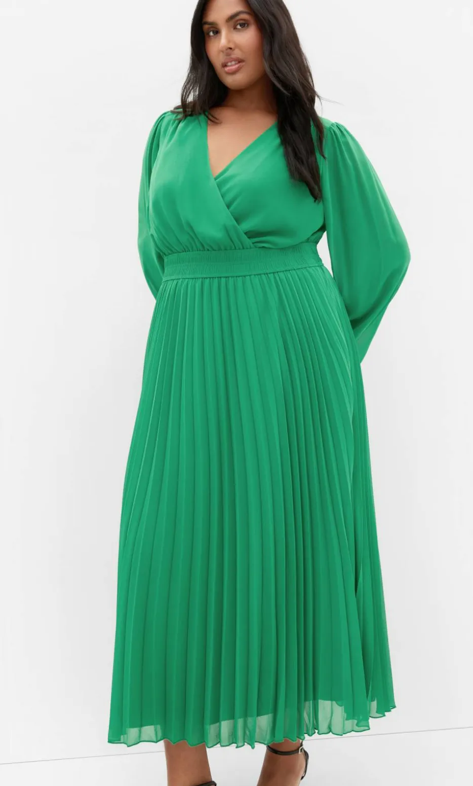Georgina Pleat Maxi Dress - kelly green