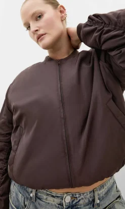 Gia Puffer Bomber Jacket - espresso