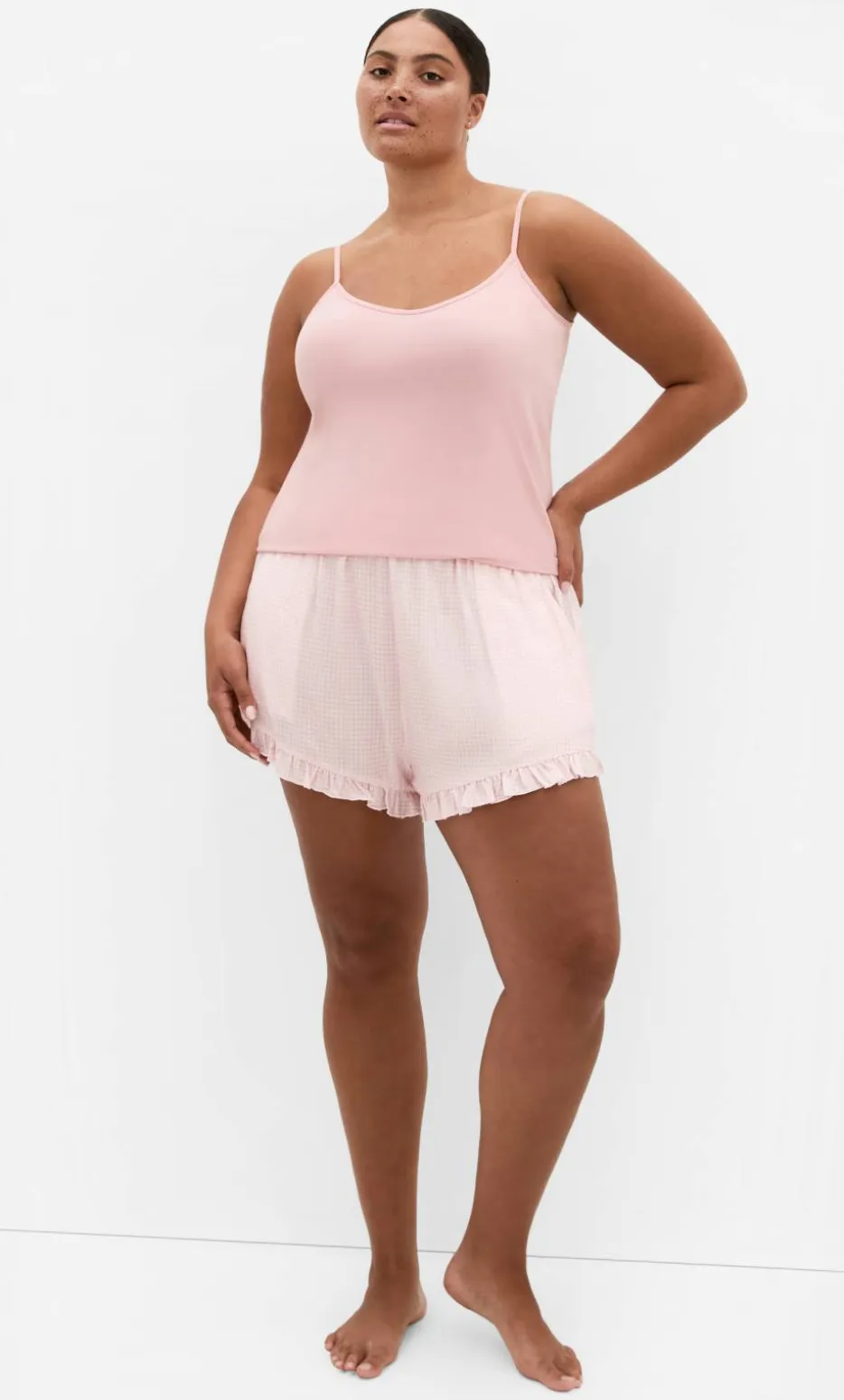 Gigi Gingham Pyjama Shorts - pink
