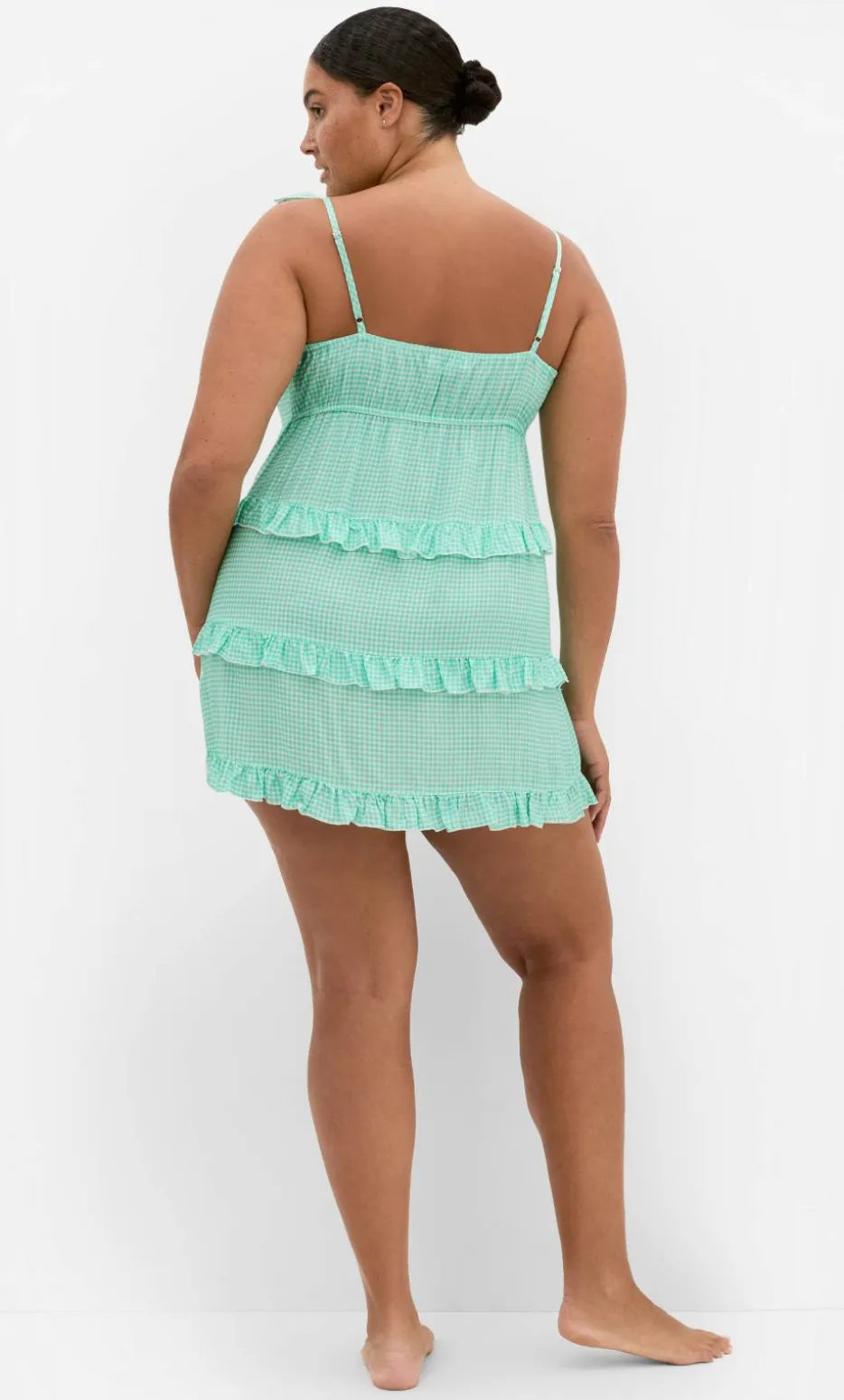Gigi Gingham Sleep Chemise - jade