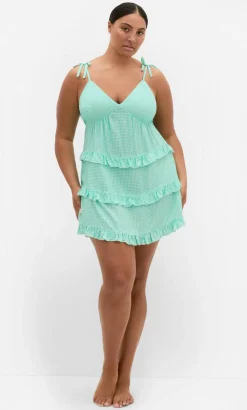 Gigi Gingham Sleep Chemise - jade