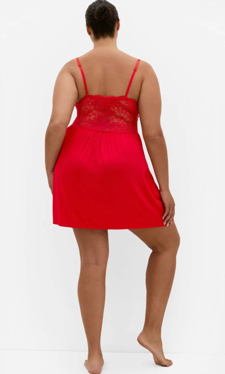 Gizelle Lace Trim Sleep Chemise - red