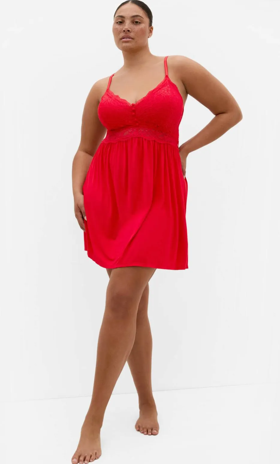 Gizelle Lace Trim Sleep Chemise - red