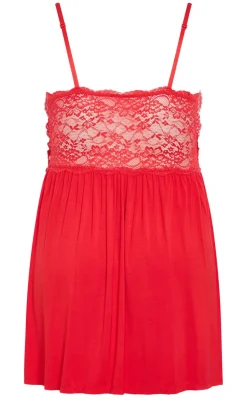 Gizelle Lace Trim Sleep Chemise - red
