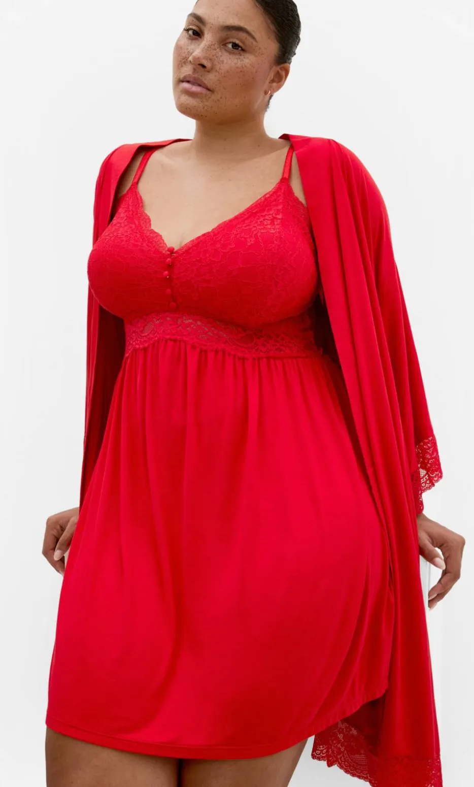 Gizelle Lace Trim Sleep Chemise - red