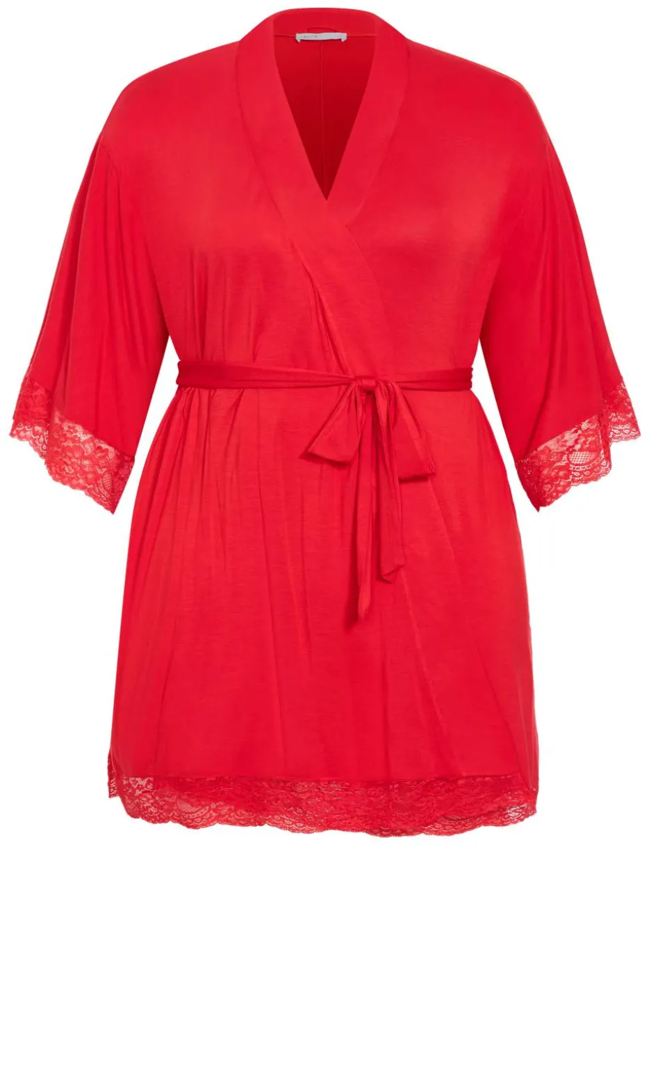 Gizelle Lace Trim Sleep Robe - red