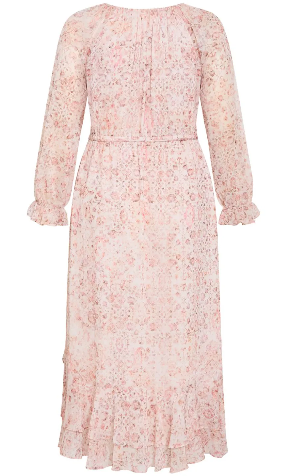 Glam Frill Print Maxi Dress - blush pink