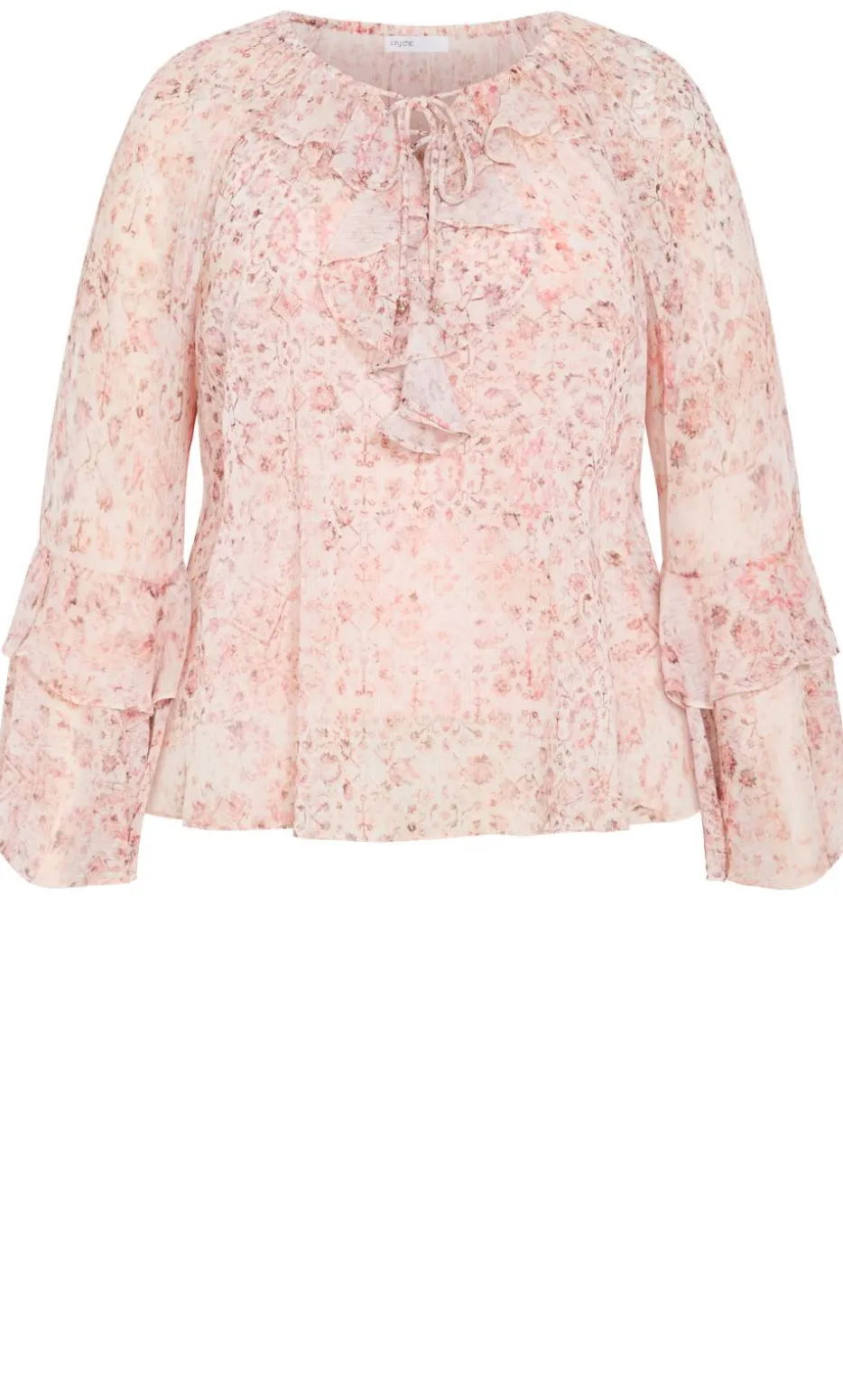 Glam Frill Print Top - blush pink