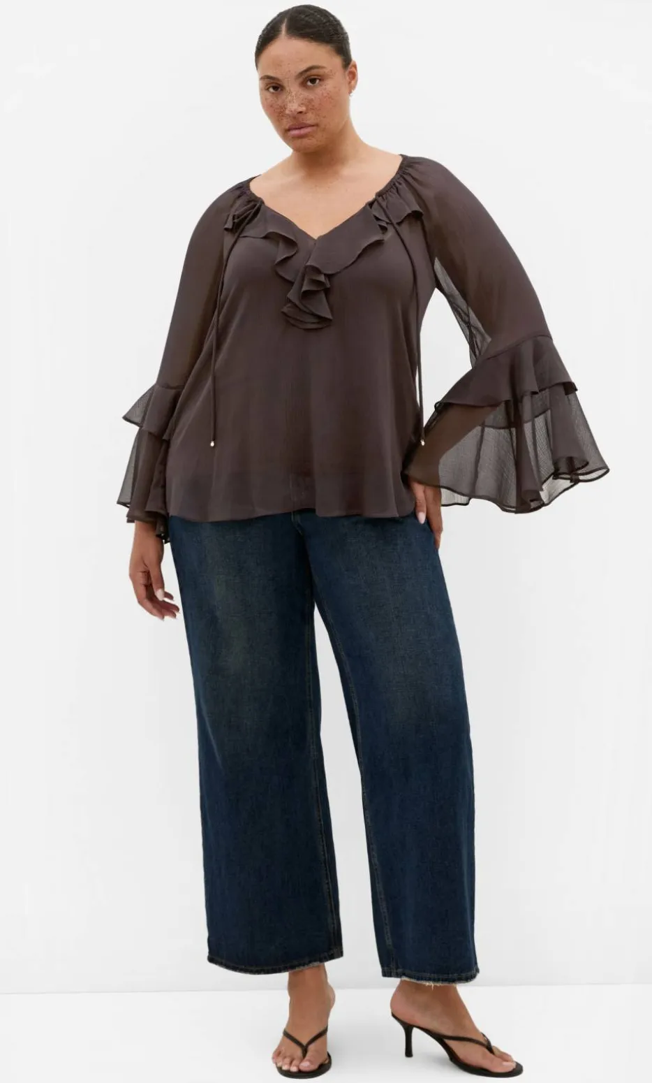 Glam Frill Top - espresso