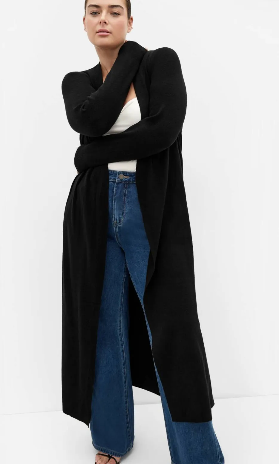 Goldie Longline Knit Cardigan - black