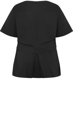 Graphic Cinched Cotton Tee - black