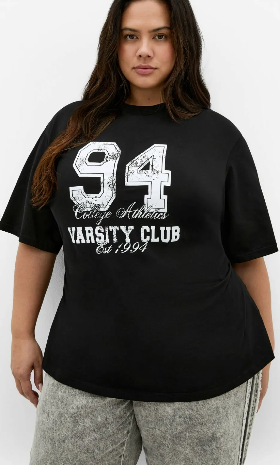 Graphic Cinched Cotton Tee - black