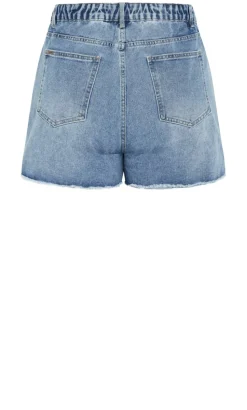 Hannah Rip Denim Short - mid wash