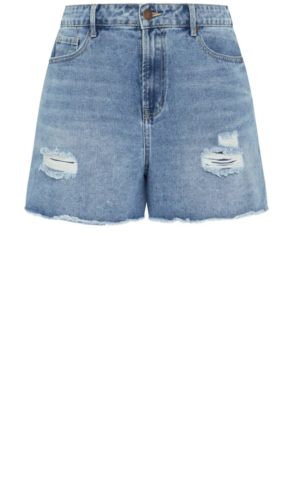 Hannah Rip Denim Short - mid wash