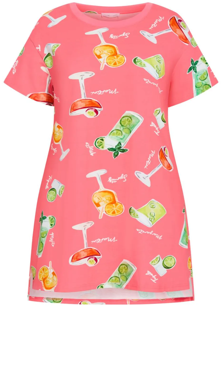 Happy Hour Print Sleep Shirt - coral