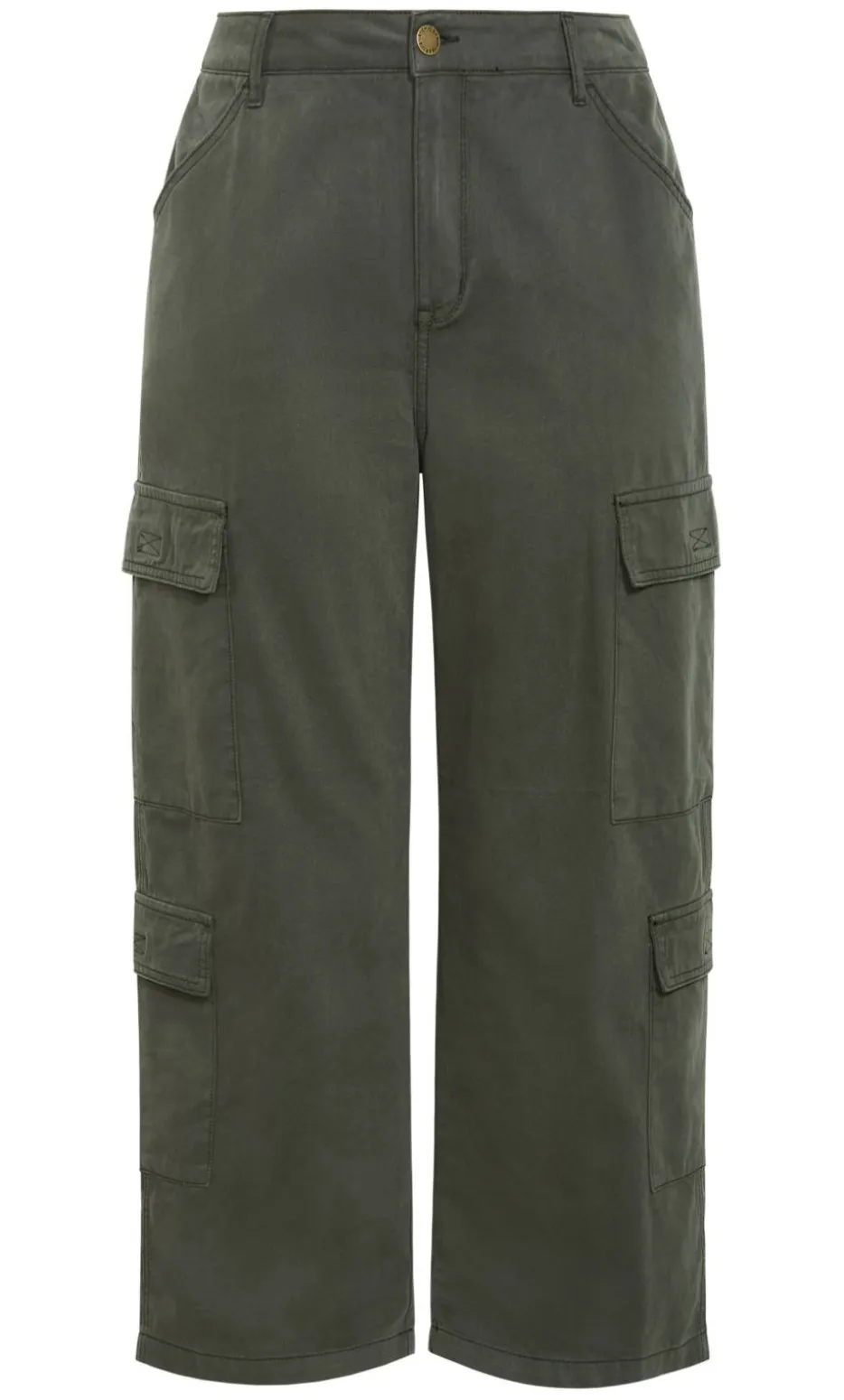 Harley Fit Ali Cargo Wide Leg Short Jean - khaki