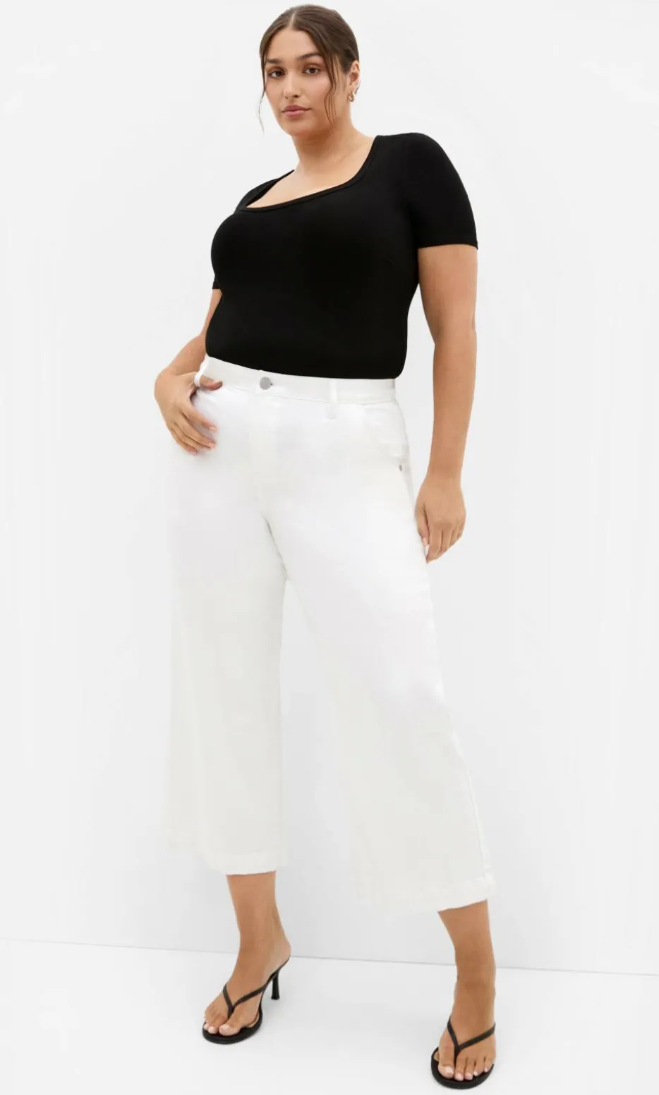 Harley Fit Avery Wide Leg Crop Jean - ivory