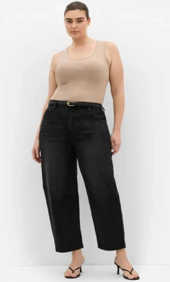 Harley Fit Bridget Barrel Leg Ankle Grazer Jean - black wash