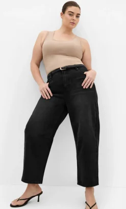 Harley Fit Bridget Barrel Leg Ankle Grazer Jean - black wash