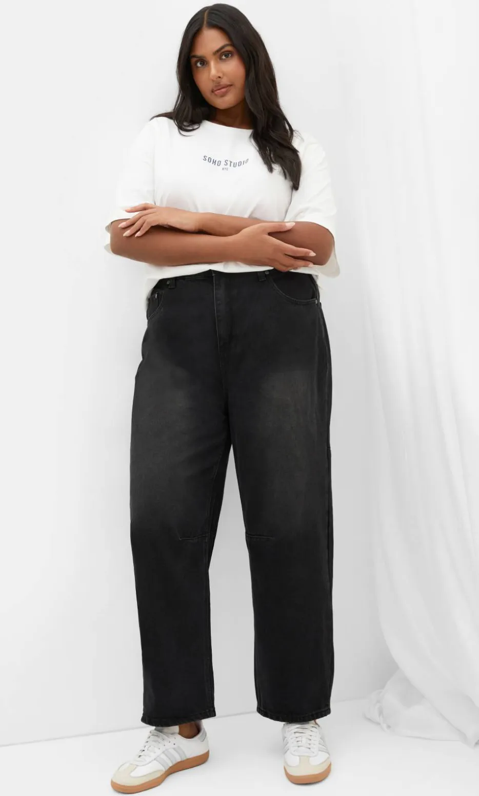 Harley Fit Brooke Barrel Leg Jean - black wash
