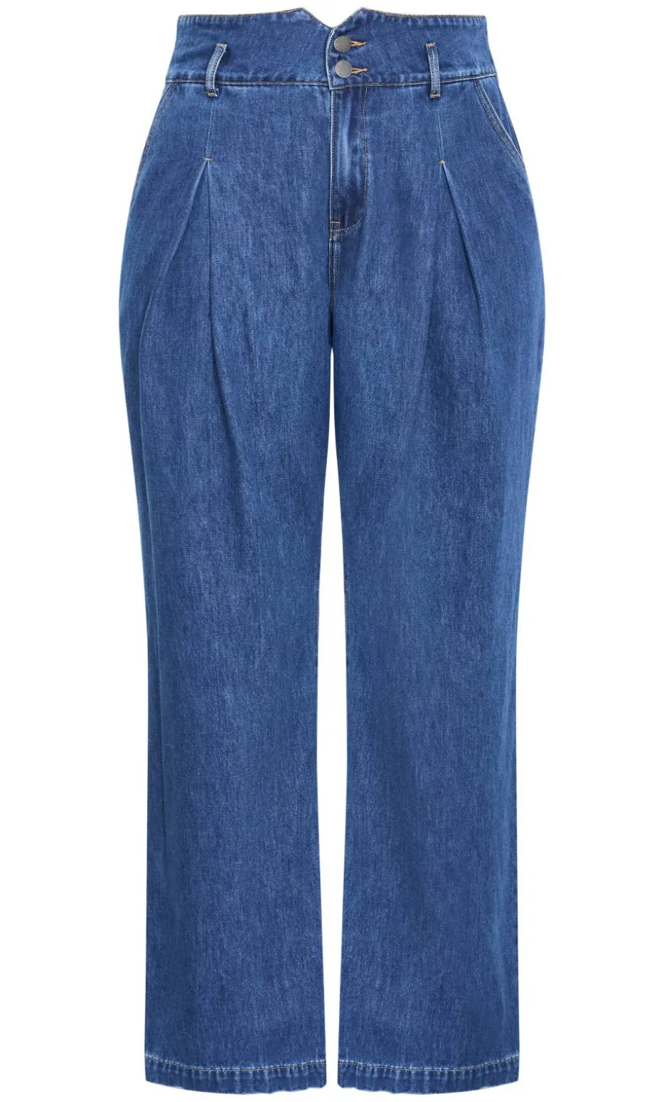 Harley Fit Corset Waist Wide Leg Jean - mid wash