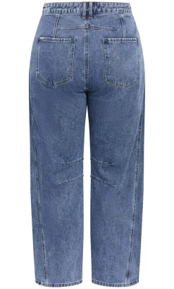 Harley Fit Ella Barrel Leg Ankle Grazer Jean - mid wash