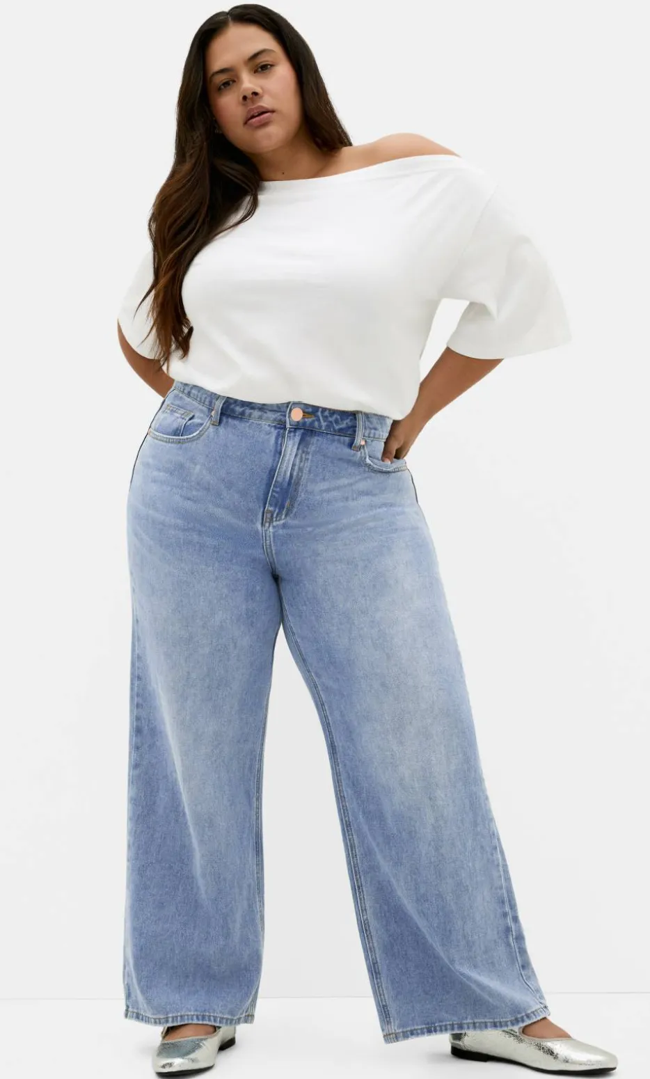 Harley Fit Hallie Wide Leg Jean - mid wash