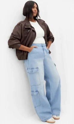Harley Fit Iona Cargo Wide Leg Regular Jean - light wash