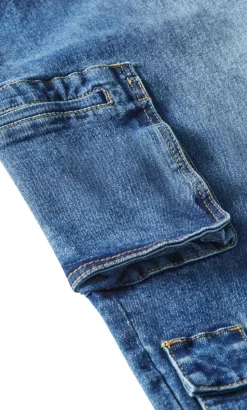 Harley Fit Oaklyn Cargo Wide Leg Jean - mid wash