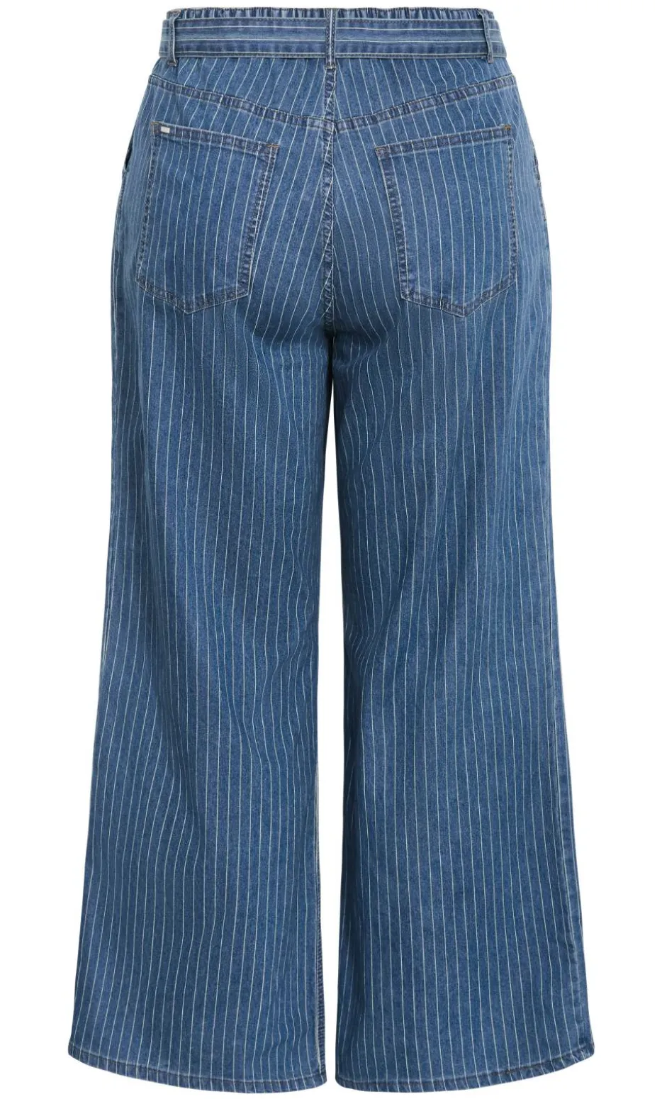 Harley Fit Pinstripe Wide Leg Short Jean - blue wash