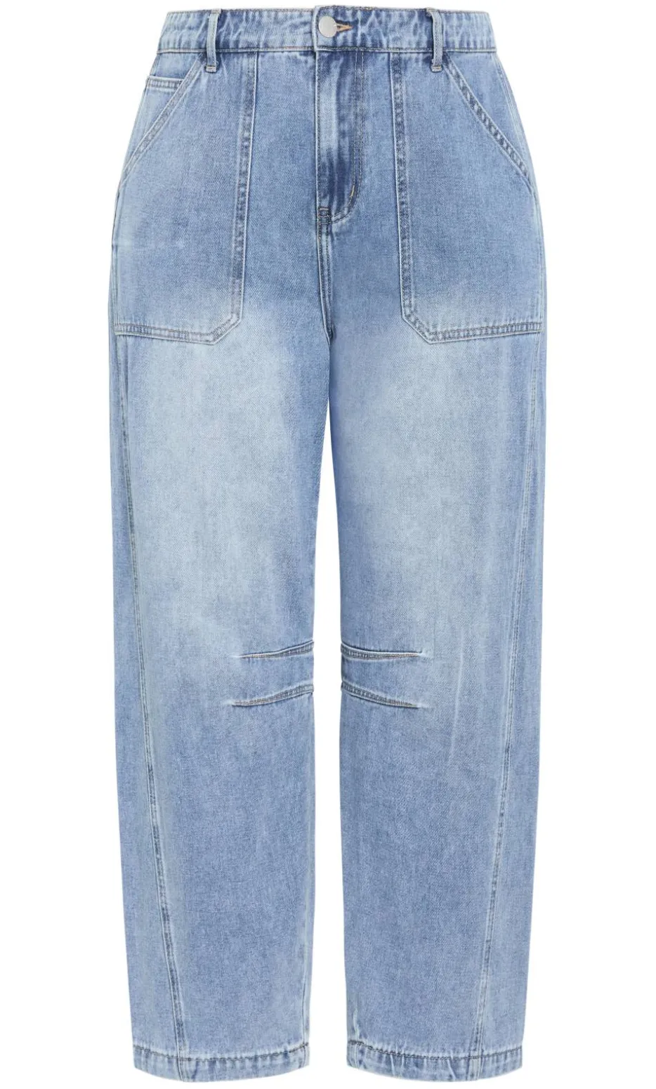 Harley Fit Relaxed Barrel Leg Ankle Grazer Jean - light wash