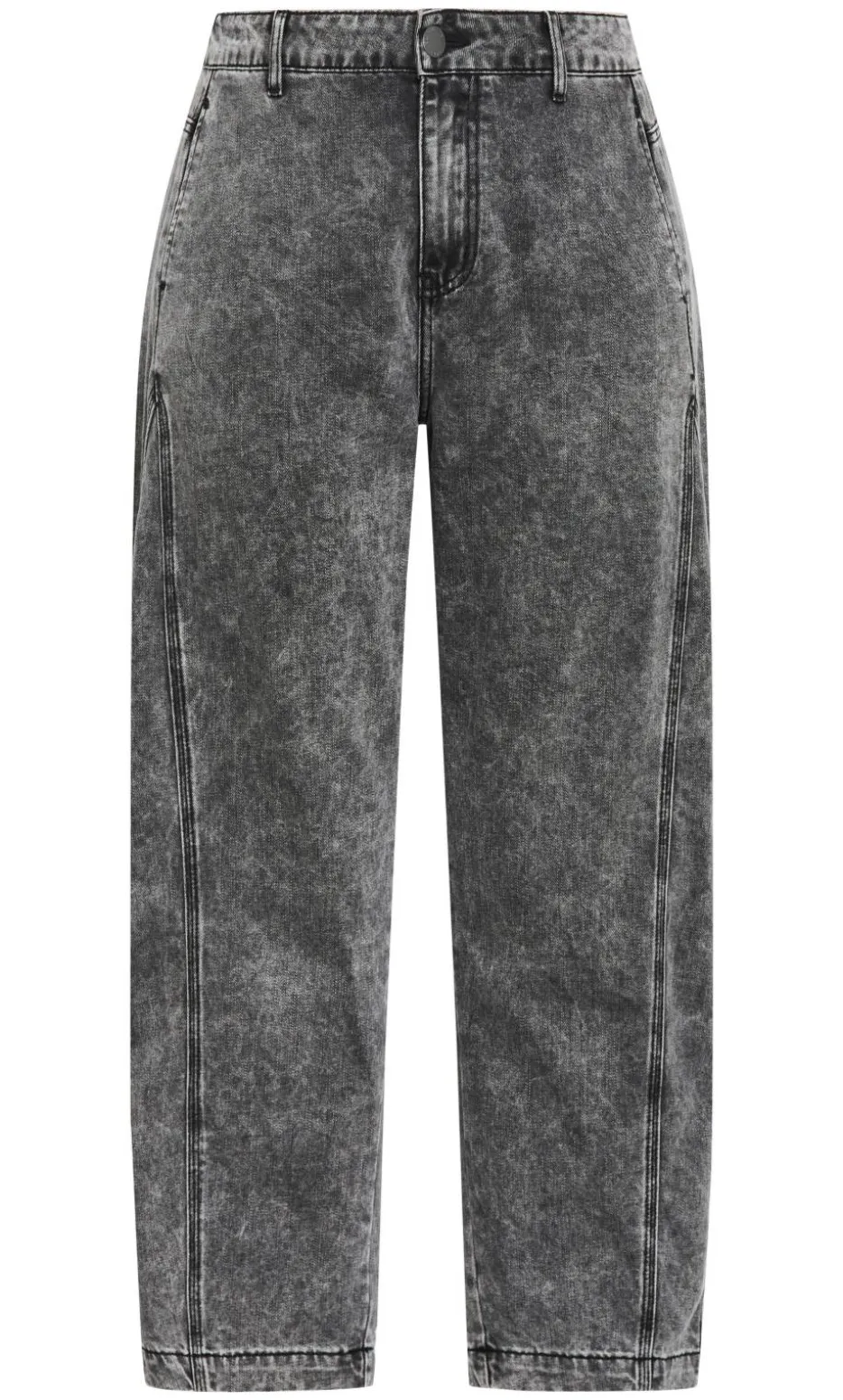 Harley Fit Tess Barrel Leg Ankle Grazer Jean - grey acid wash
