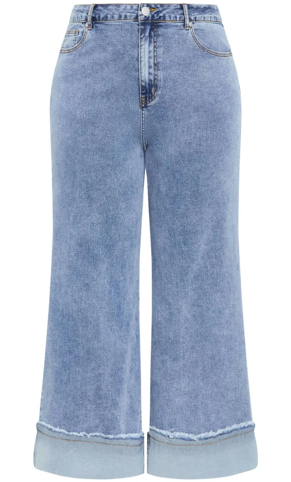 Harley Fit Turn Up Wide Leg Crop Jean - light wash