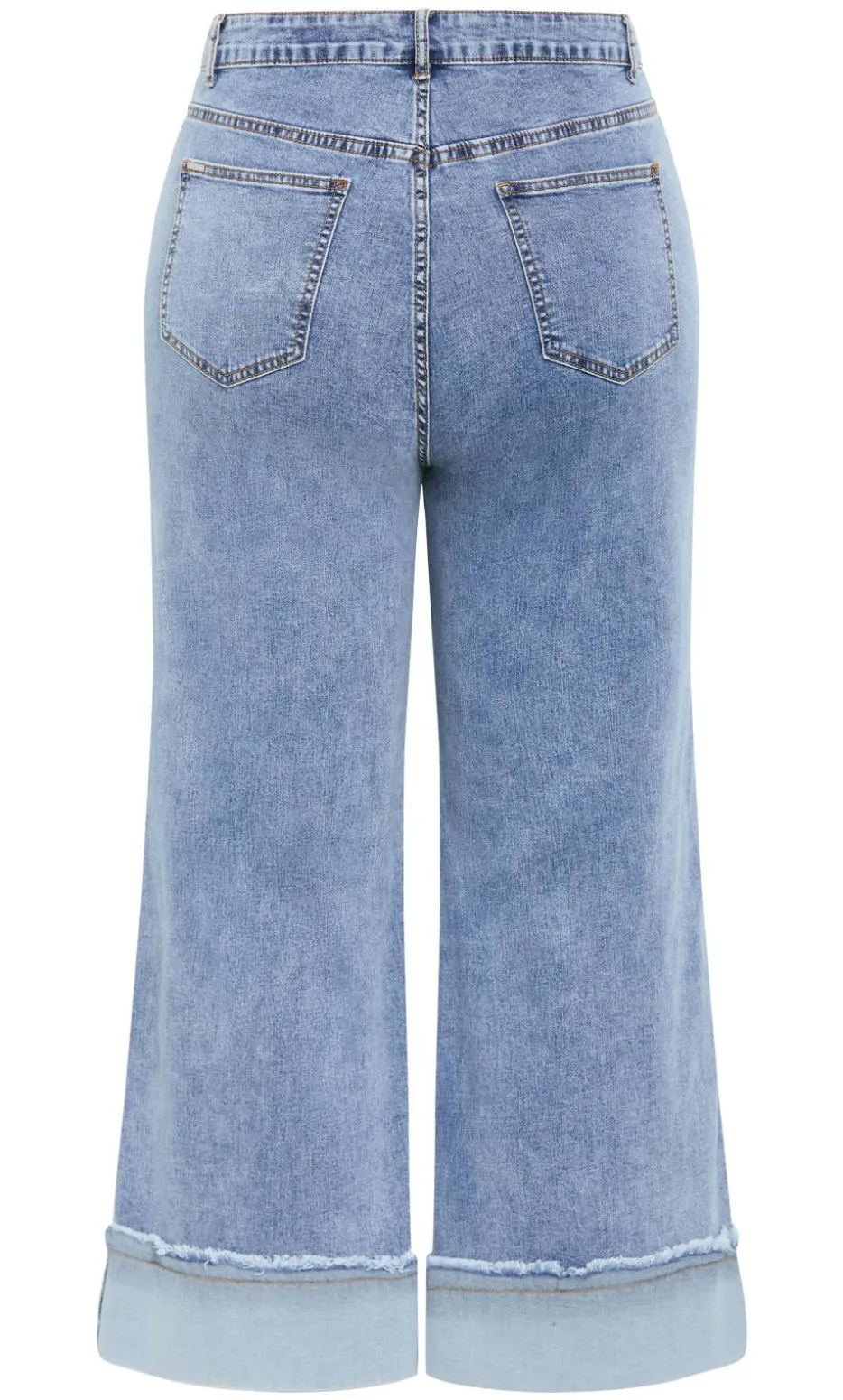 Harley Fit Turn Up Wide Leg Crop Jean - light wash