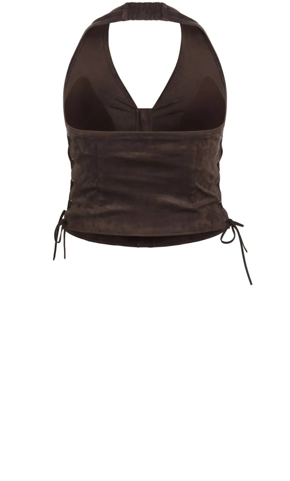 Harlow Sueded Halter Zip Top - espresso