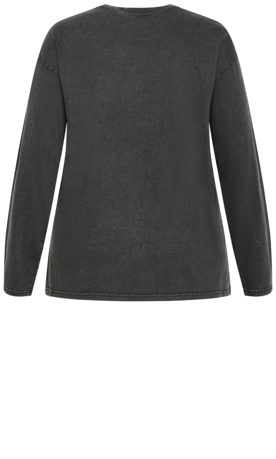 Heart Break Long Sleeve Cotton Tee - charcoal wash